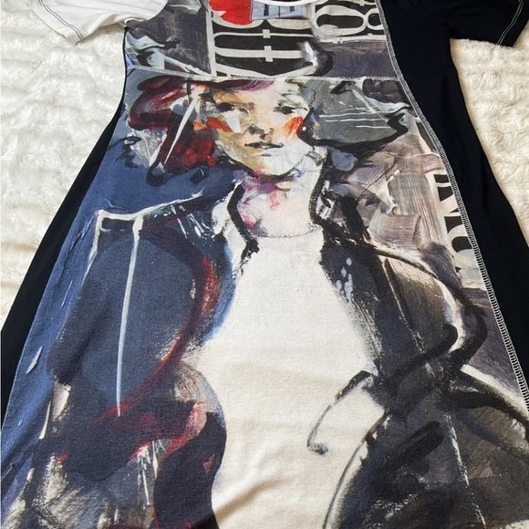 Simply Art Dolcezza Dress Womens Small Black White Art Graphic T Shirt Shift - Picture 6 of 10